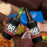 Retro 60 Years Of Being Awesome 4 in 1 Can Cooler Tumbler 60th Birthday Gift Idea