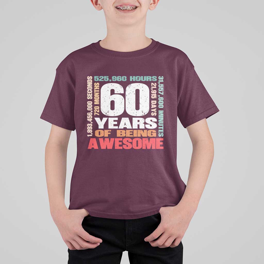 Retro 60 Years Of Being Awesome T Shirt For Kid 60th Birthday Gift Idea