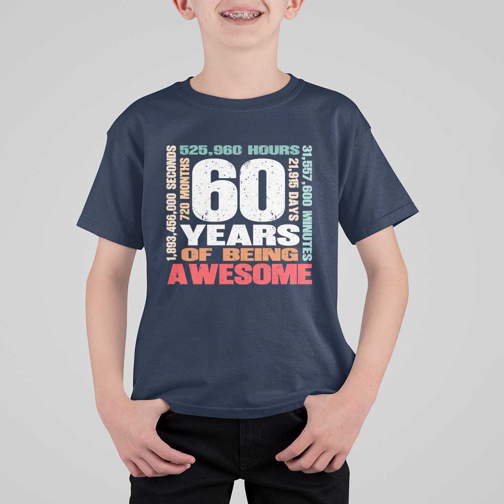 Retro 60 Years Of Being Awesome T Shirt For Kid 60th Birthday Gift Idea