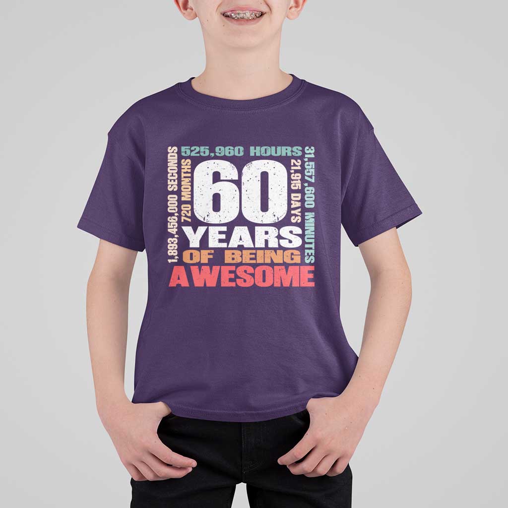 Retro 60 Years Of Being Awesome T Shirt For Kid 60th Birthday Gift Idea