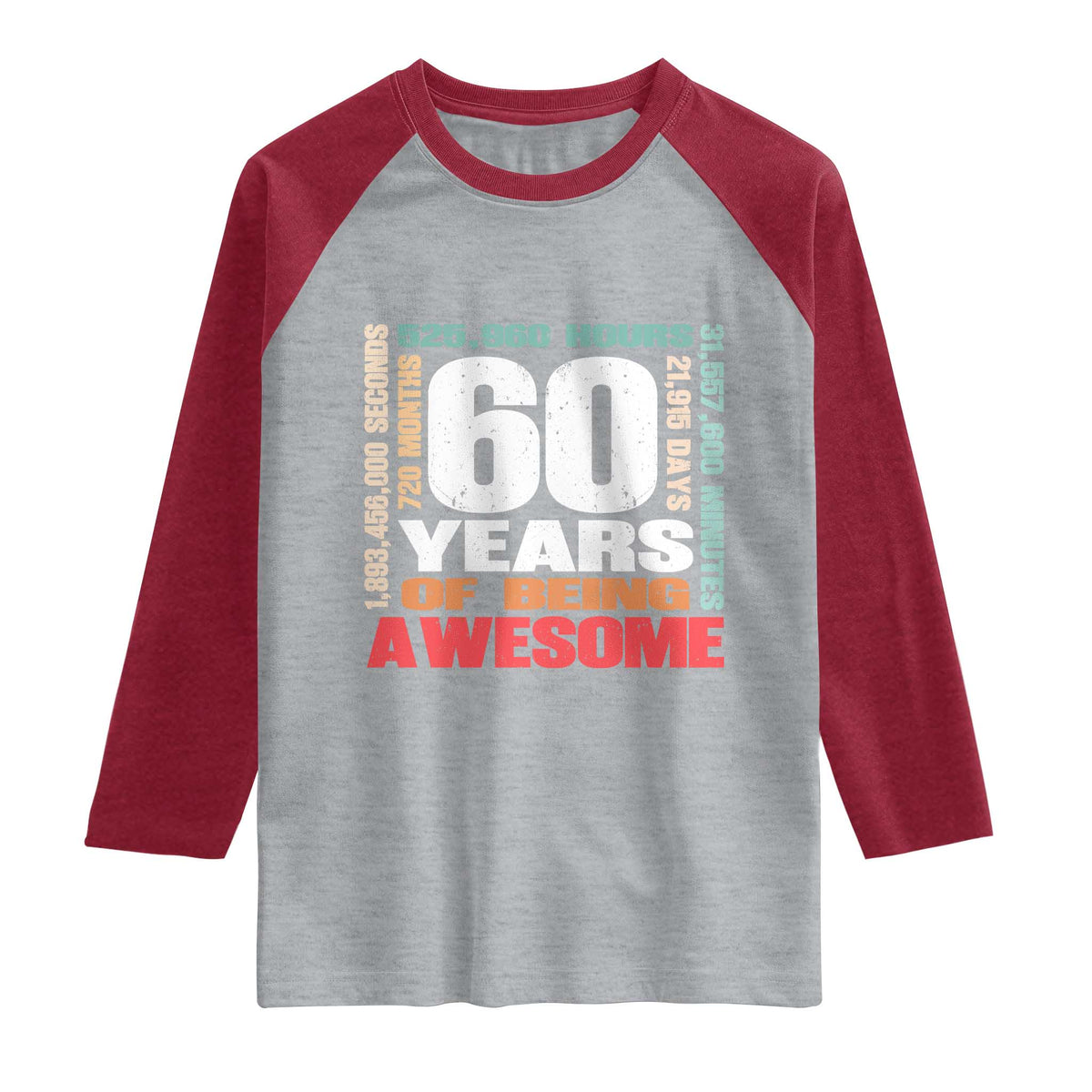 Retro 60 Years Of Being Awesome Raglan Shirt 60th Birthday Gift Idea
