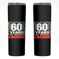 Retro 60 Years Of Being Awesome Skinny Tumbler 60th Birthday Gift Idea