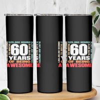 Retro 60 Years Of Being Awesome Skinny Tumbler 60th Birthday Gift Idea