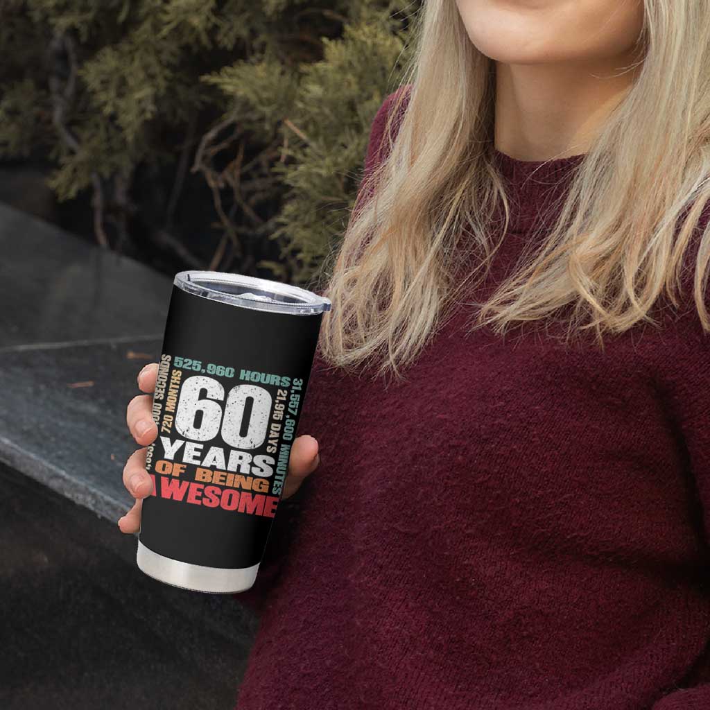 Retro 60 Years Of Being Awesome Tumbler Cup 60th Birthday Gift Idea
