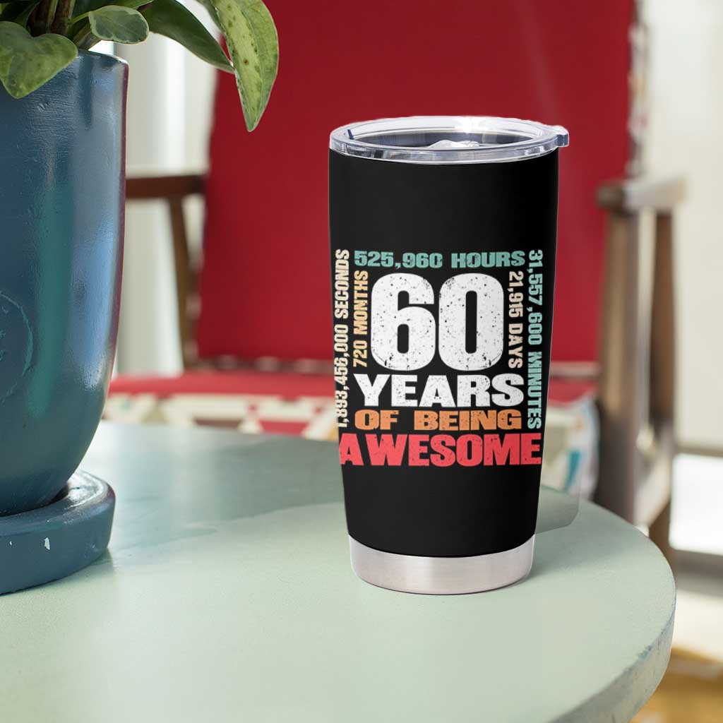 Retro 60 Years Of Being Awesome Tumbler Cup 60th Birthday Gift Idea