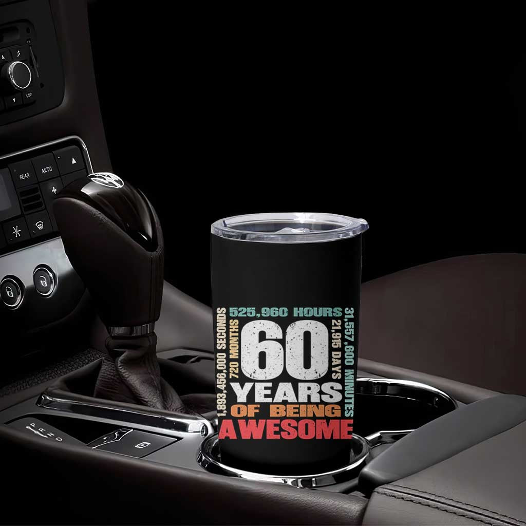 Retro 60 Years Of Being Awesome Tumbler Cup 60th Birthday Gift Idea