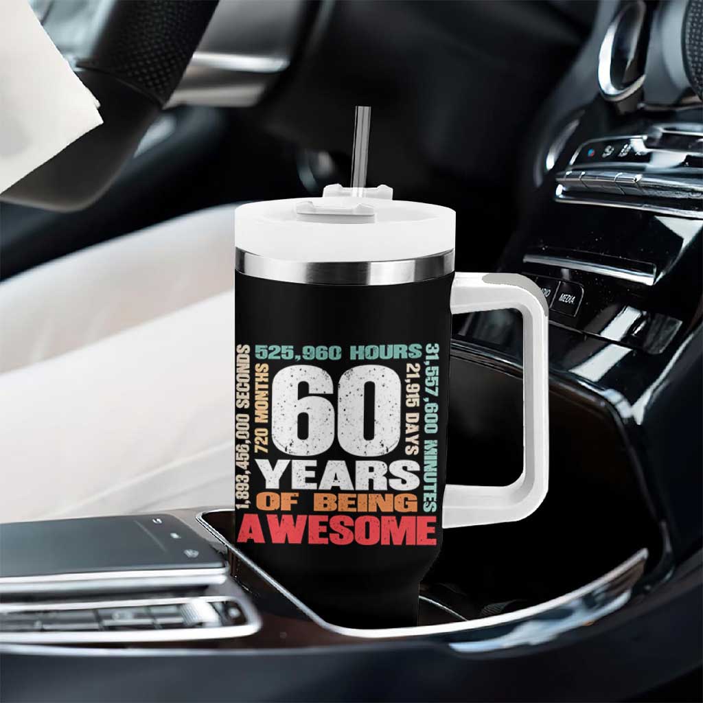 Retro 60 Years Of Being Awesome Tumbler With Handle 60th Birthday Gift Idea