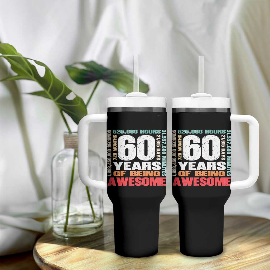 Retro 60 Years Of Being Awesome Tumbler With Handle 60th Birthday Gift Idea