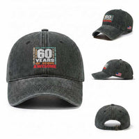 Retro 60 Years Of Being Awesome Washed Cotton Baseball Cap 60th Birthday Gift Idea