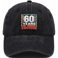 Retro 60 Years Of Being Awesome Washed Cotton Baseball Cap 60th Birthday Gift Idea