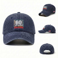 Retro 60 Years Of Being Awesome Washed Cotton Baseball Cap 60th Birthday Gift Idea