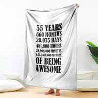 55th Milestone Birthday Throw Blanket 55 Years Of Being Awesome Graphic