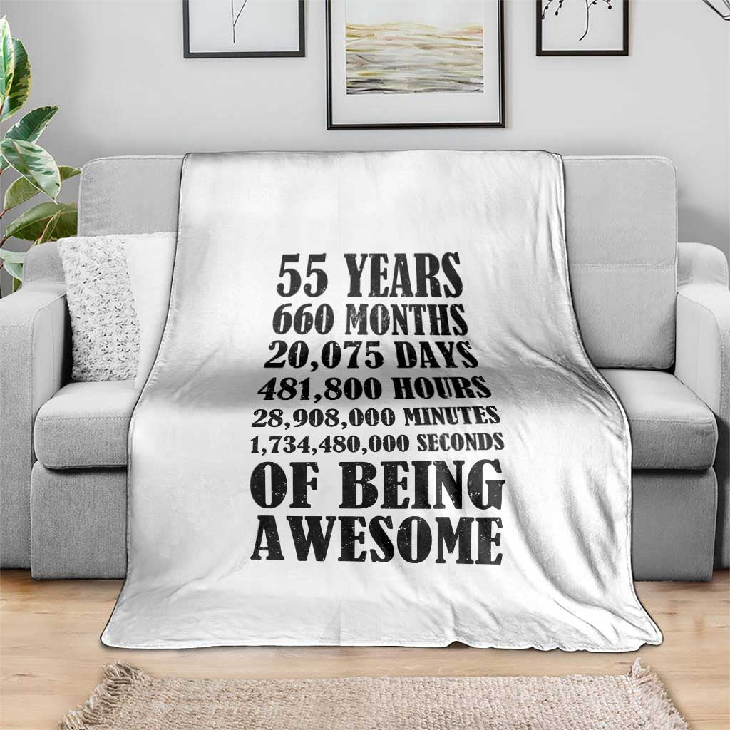 55th Milestone Birthday Throw Blanket 55 Years Of Being Awesome Graphic