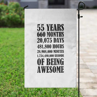 55th Milestone Birthday Garden Flag 55 Years Of Being Awesome Graphic