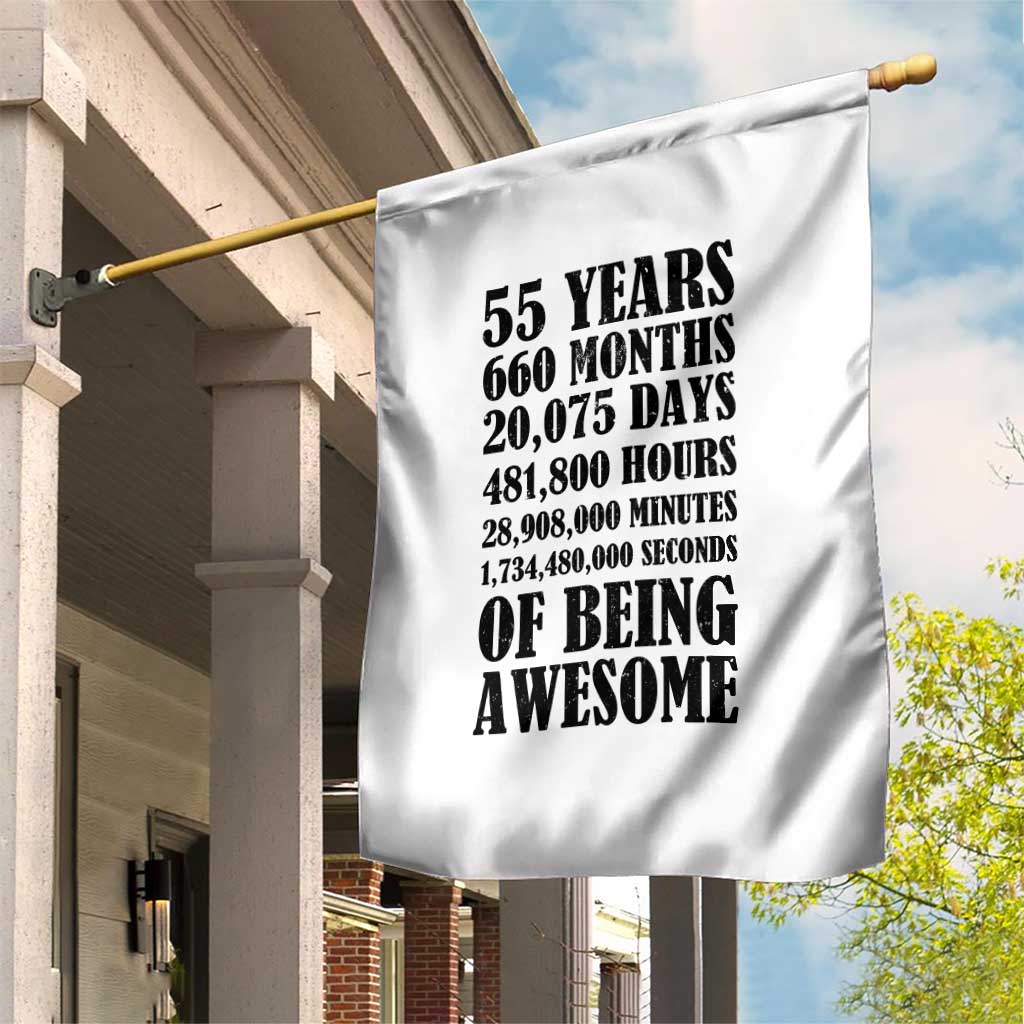 55th Milestone Birthday Garden Flag 55 Years Of Being Awesome Graphic