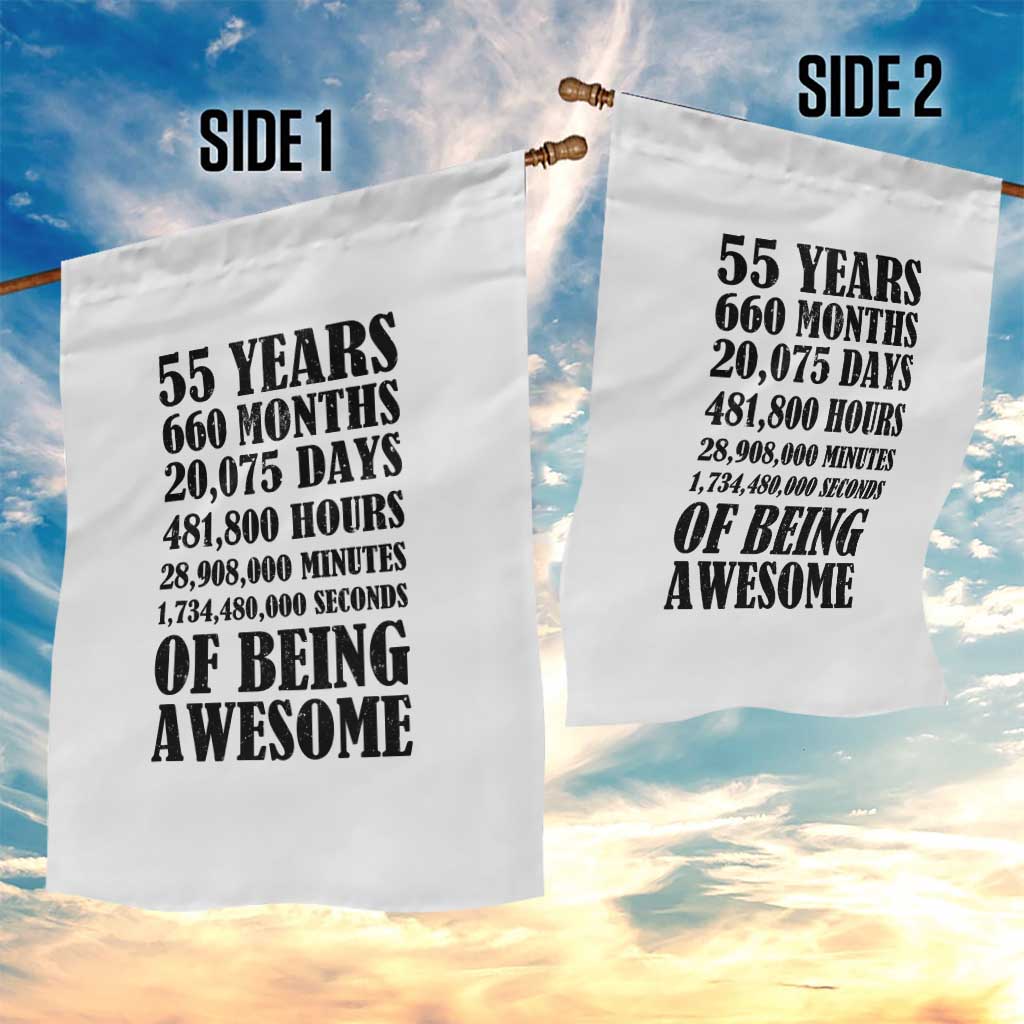 55th Milestone Birthday Garden Flag 55 Years Of Being Awesome Graphic