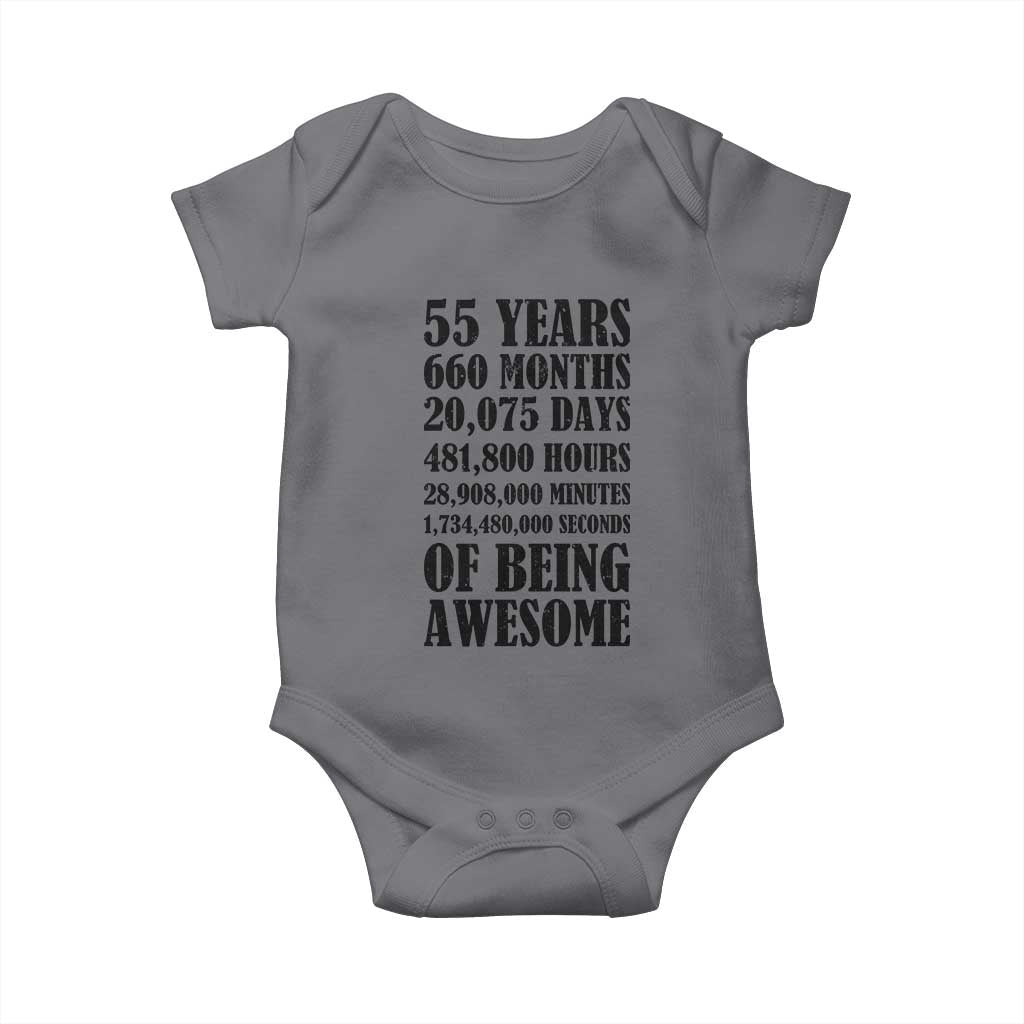 55th Milestone Birthday Baby Onesie 55 Years Of Being Awesome Graphic