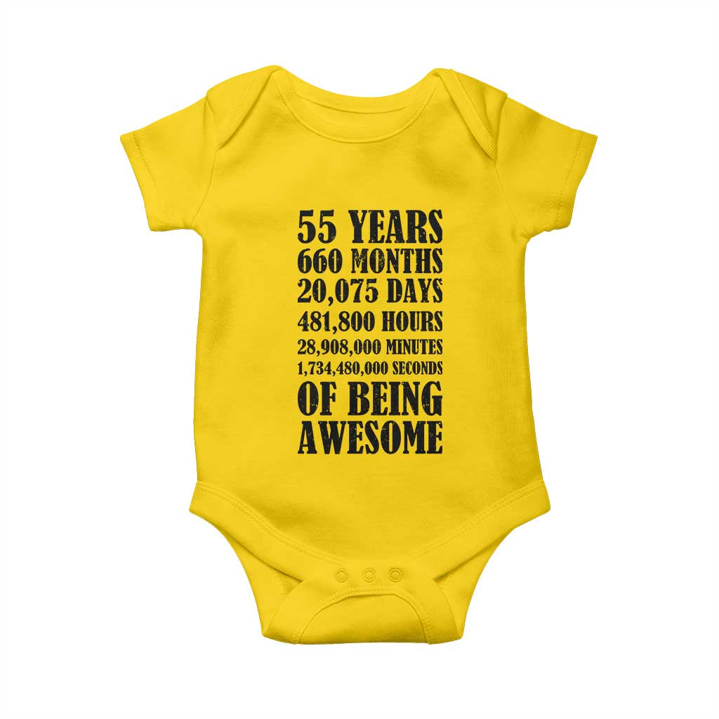 55th Milestone Birthday Baby Onesie 55 Years Of Being Awesome Graphic