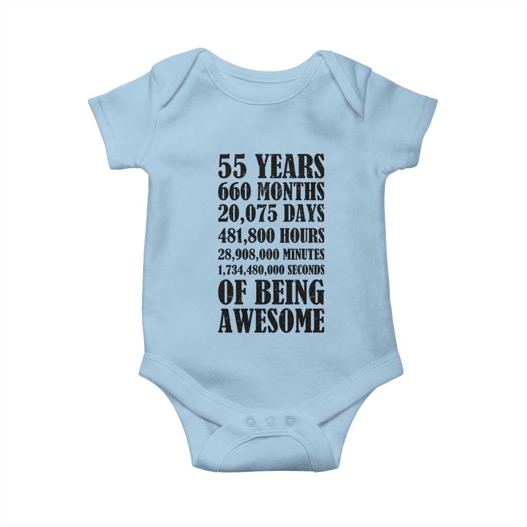 55th Milestone Birthday Baby Onesie 55 Years Of Being Awesome Graphic