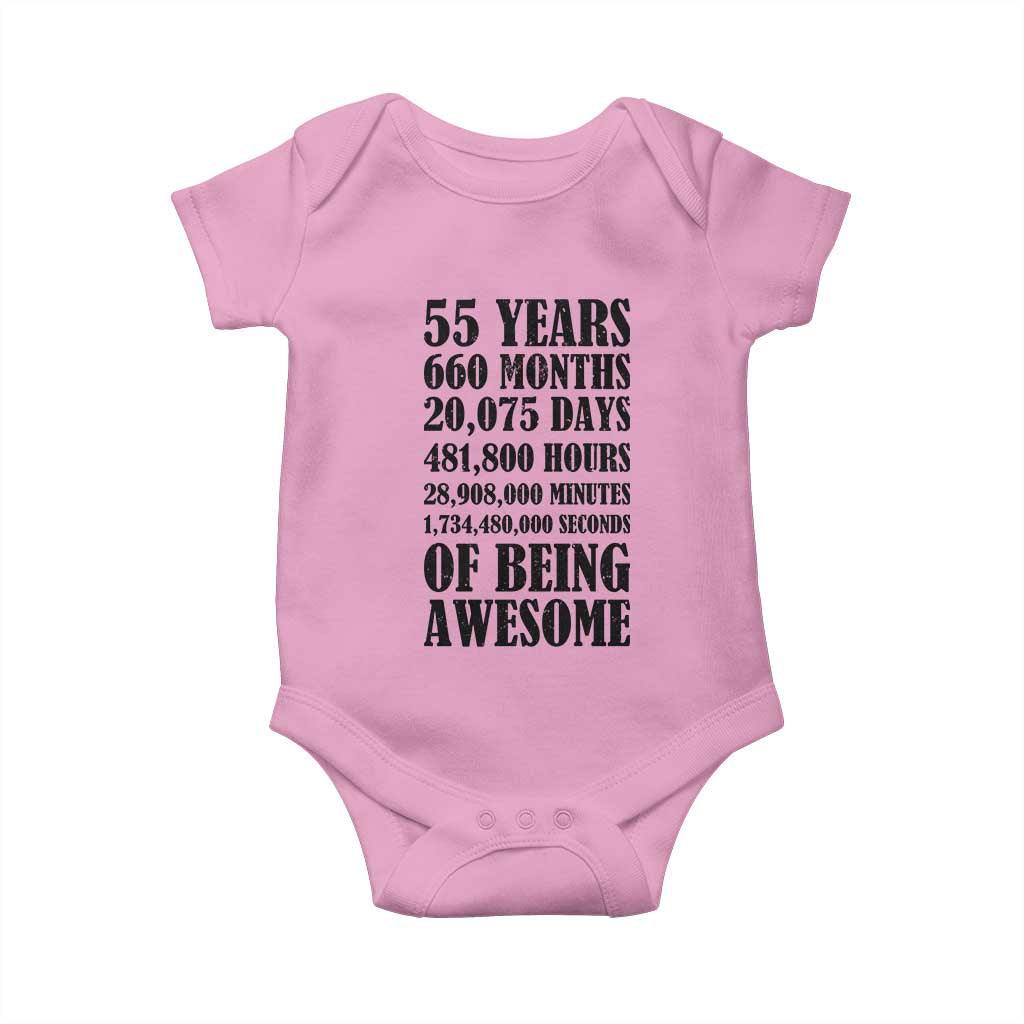 55th Milestone Birthday Baby Onesie 55 Years Of Being Awesome Graphic