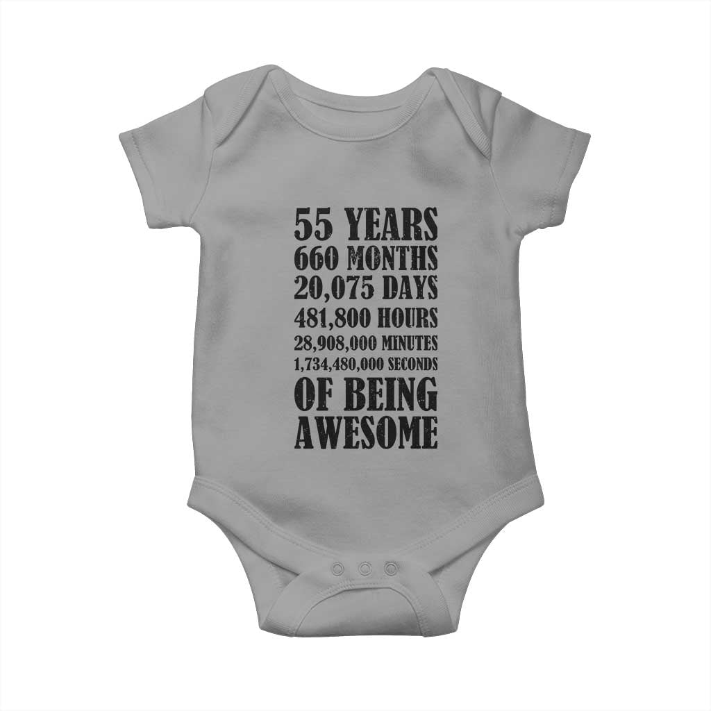 55th Milestone Birthday Baby Onesie 55 Years Of Being Awesome Graphic