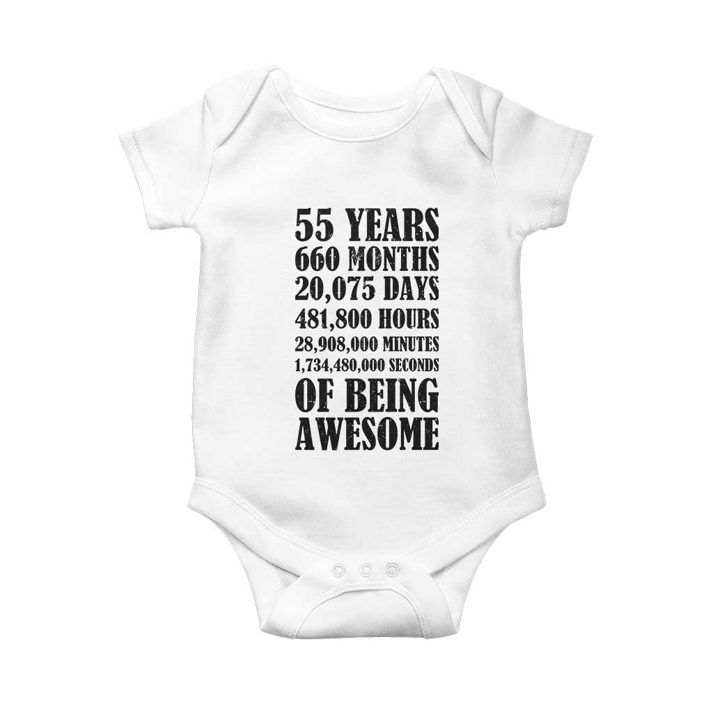55th Milestone Birthday Baby Onesie 55 Years Of Being Awesome Graphic