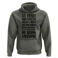55th Milestone Birthday Hoodie 55 Years Of Being Awesome Graphic