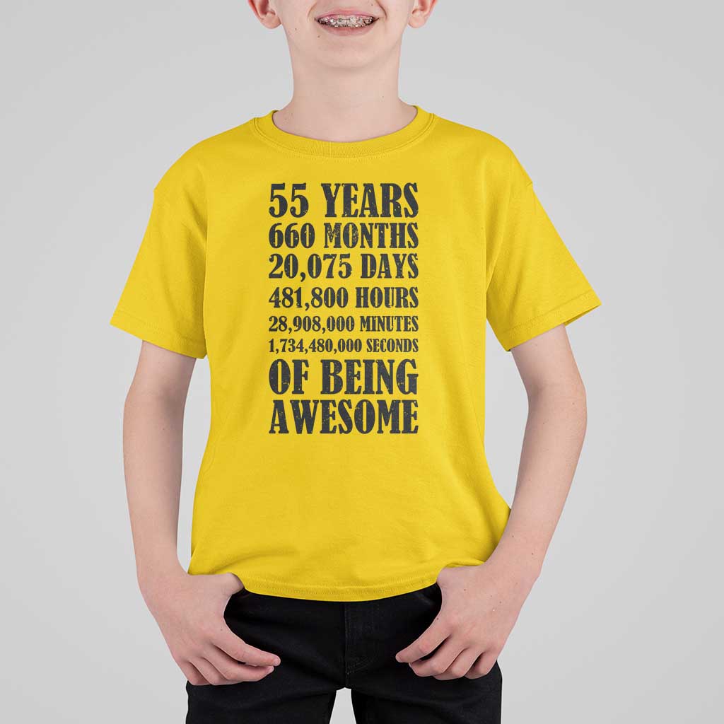 55th Milestone Birthday T Shirt For Kid 55 Years Of Being Awesome Graphic