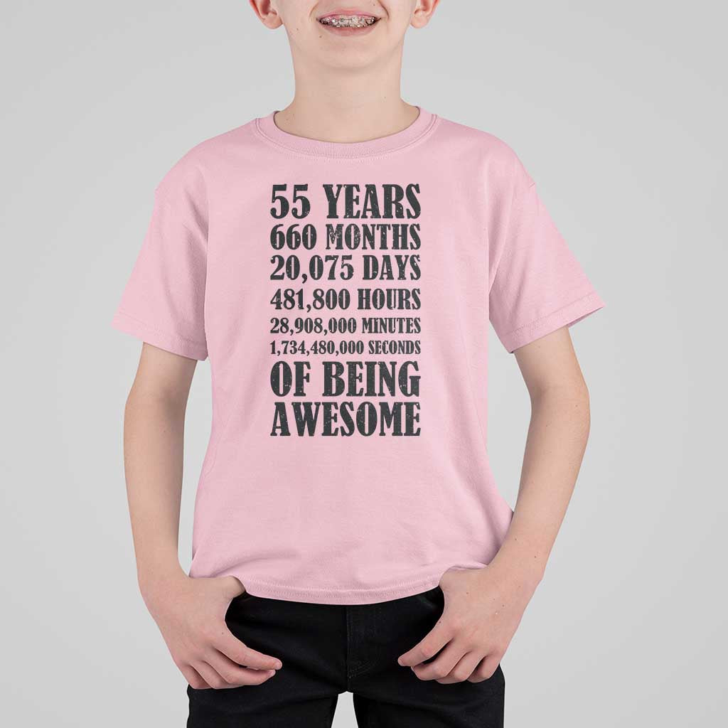 55th Milestone Birthday T Shirt For Kid 55 Years Of Being Awesome Graphic