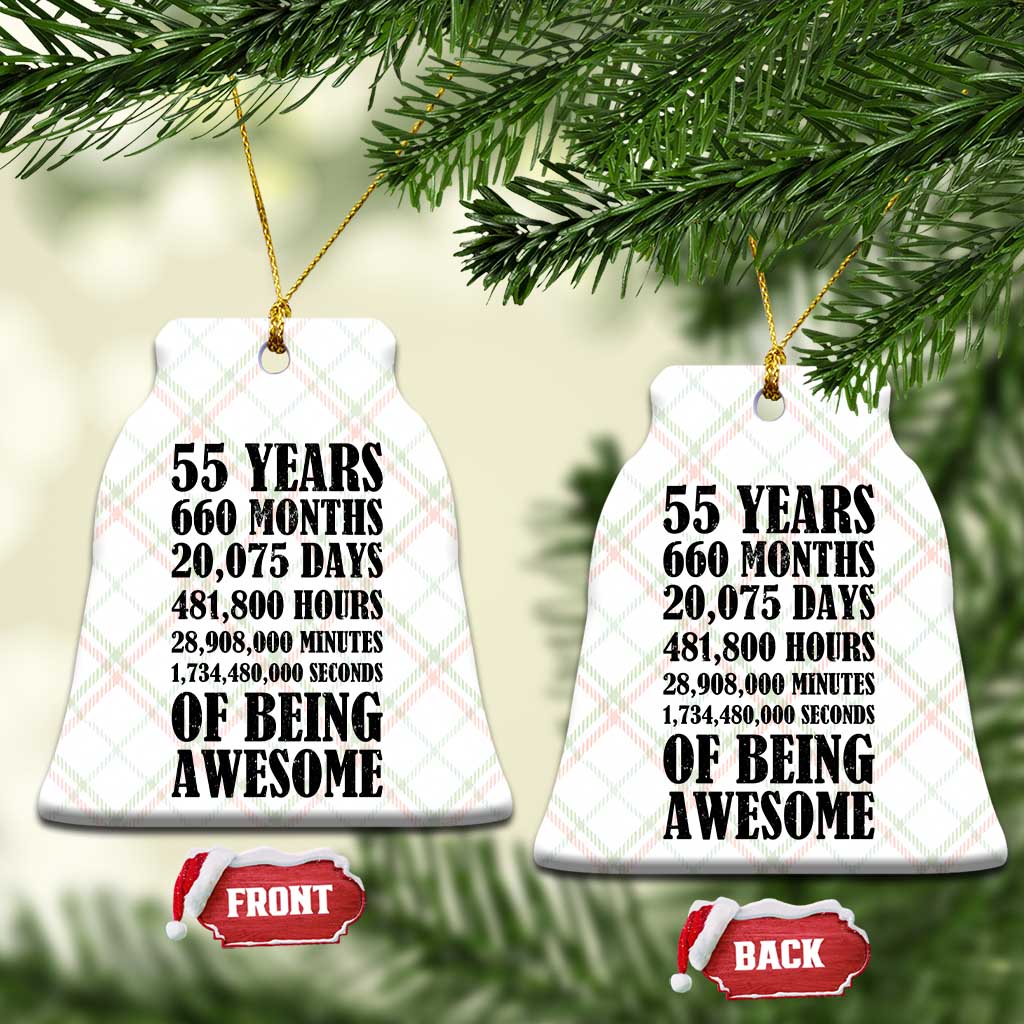 55th Milestone Birthday Ceramic Ornament 55 Years Of Being Awesome Graphic