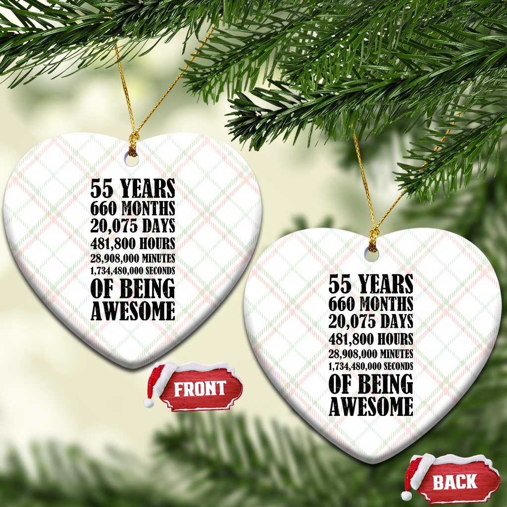 55th Milestone Birthday Ceramic Ornament 55 Years Of Being Awesome Graphic