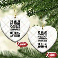 55th Milestone Birthday Ceramic Ornament 55 Years Of Being Awesome Graphic