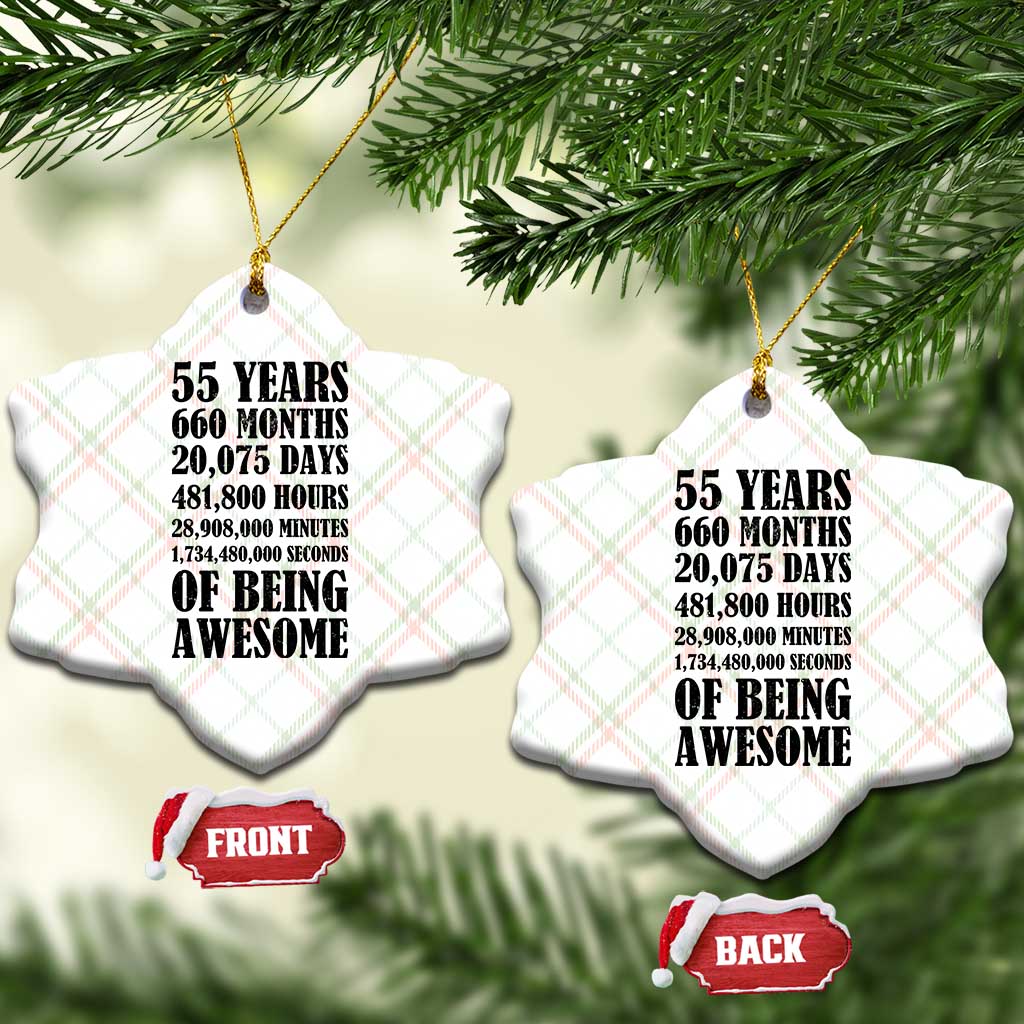 55th Milestone Birthday Ceramic Ornament 55 Years Of Being Awesome Graphic