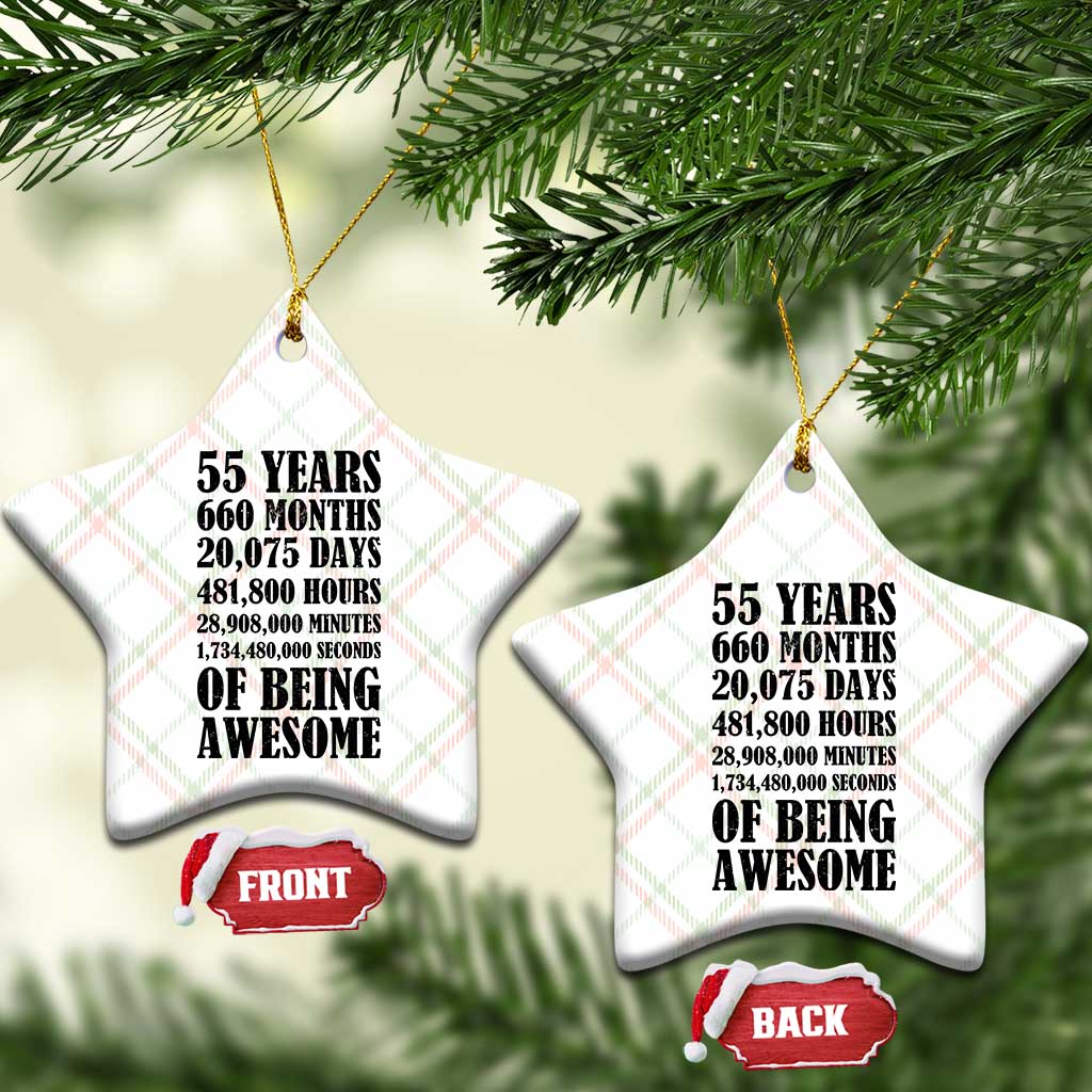 55th Milestone Birthday Ceramic Ornament 55 Years Of Being Awesome Graphic