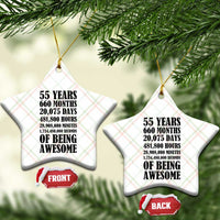 55th Milestone Birthday Ceramic Ornament 55 Years Of Being Awesome Graphic
