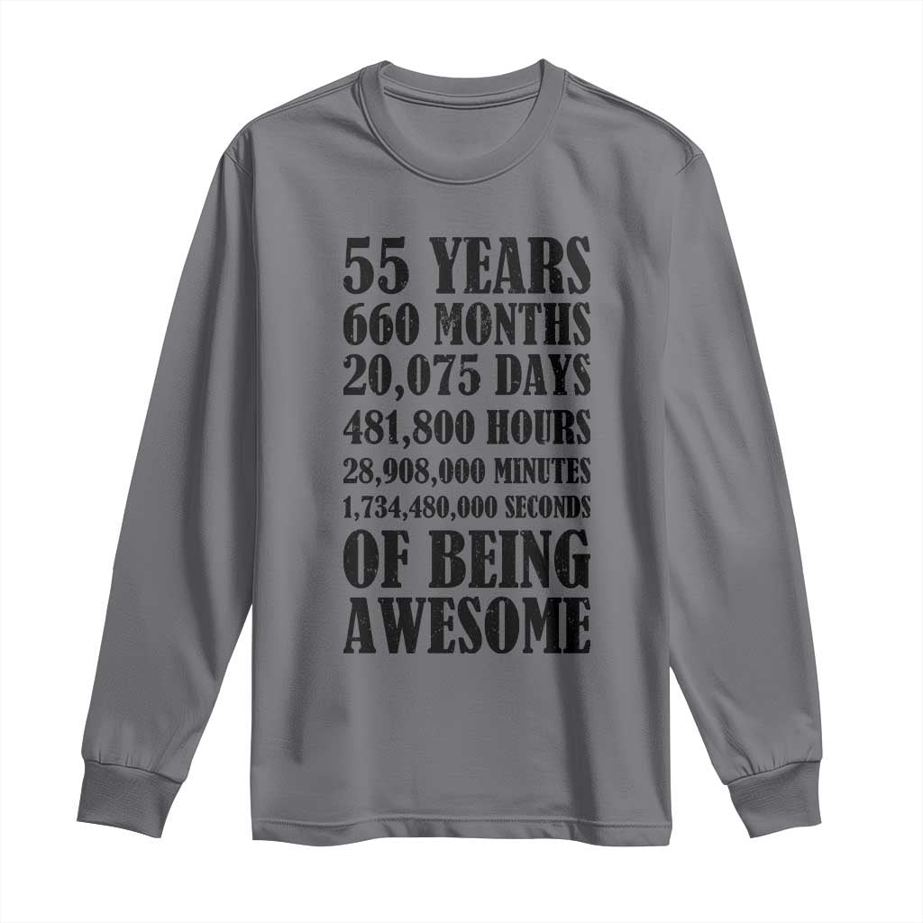 55th Milestone Birthday Long Sleeve Shirt 55 Years Of Being Awesome Graphic