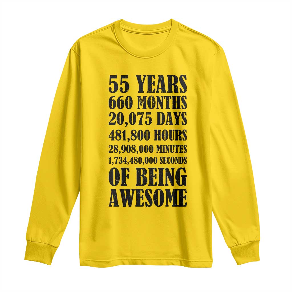 55th Milestone Birthday Long Sleeve Shirt 55 Years Of Being Awesome Graphic