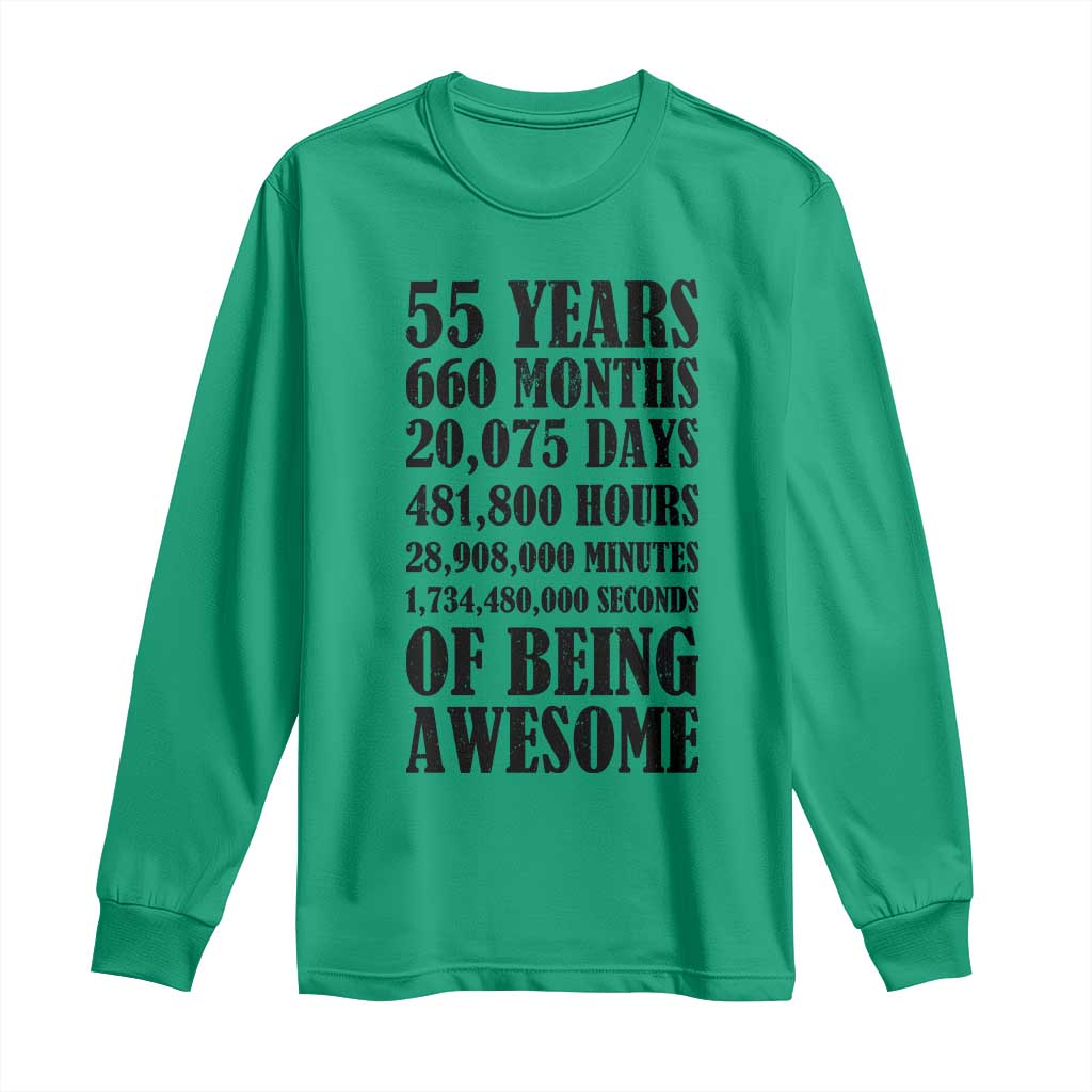 55th Milestone Birthday Long Sleeve Shirt 55 Years Of Being Awesome Graphic