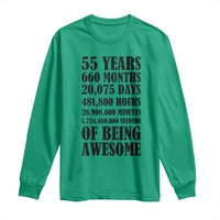 55th Milestone Birthday Long Sleeve Shirt 55 Years Of Being Awesome Graphic