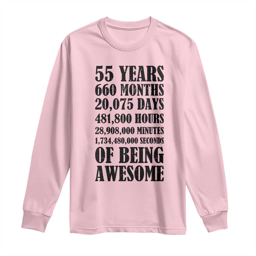 55th Milestone Birthday Long Sleeve Shirt 55 Years Of Being Awesome Graphic