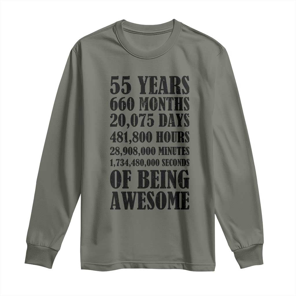 55th Milestone Birthday Long Sleeve Shirt 55 Years Of Being Awesome Graphic