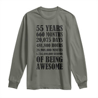 55th Milestone Birthday Long Sleeve Shirt 55 Years Of Being Awesome Graphic