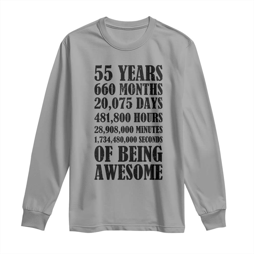 55th Milestone Birthday Long Sleeve Shirt 55 Years Of Being Awesome Graphic