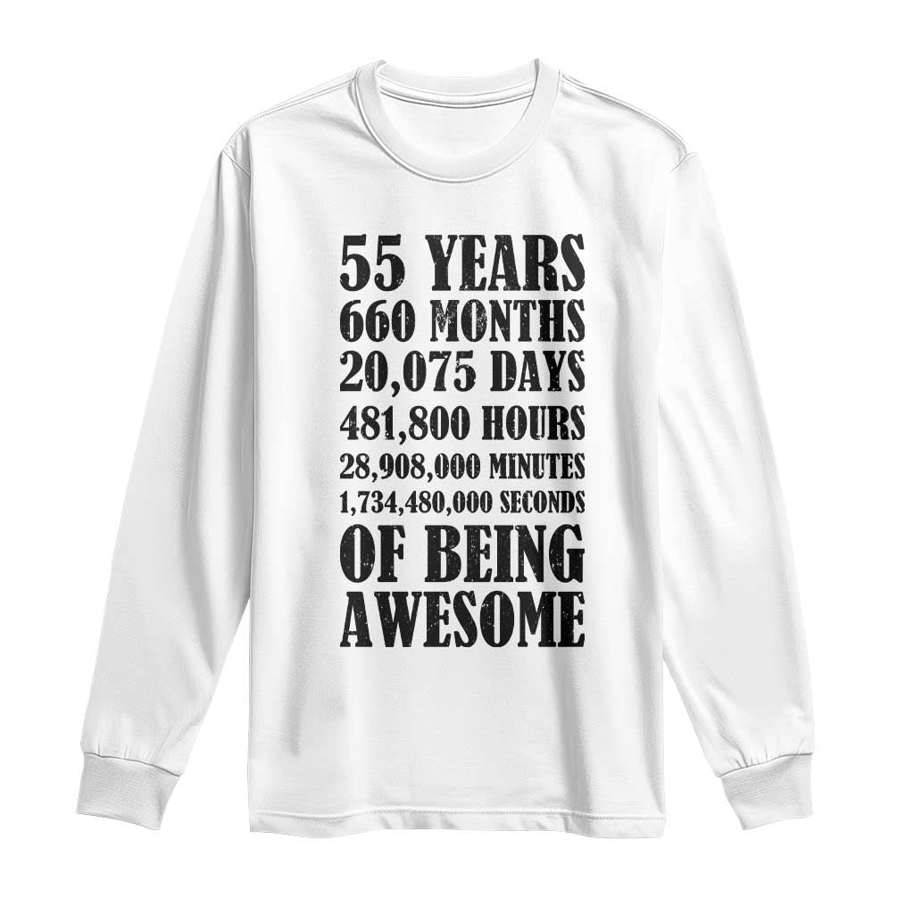 55th Milestone Birthday Long Sleeve Shirt 55 Years Of Being Awesome Graphic