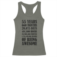 55th Milestone Birthday Racerback Tank Top 55 Years Of Being Awesome Graphic