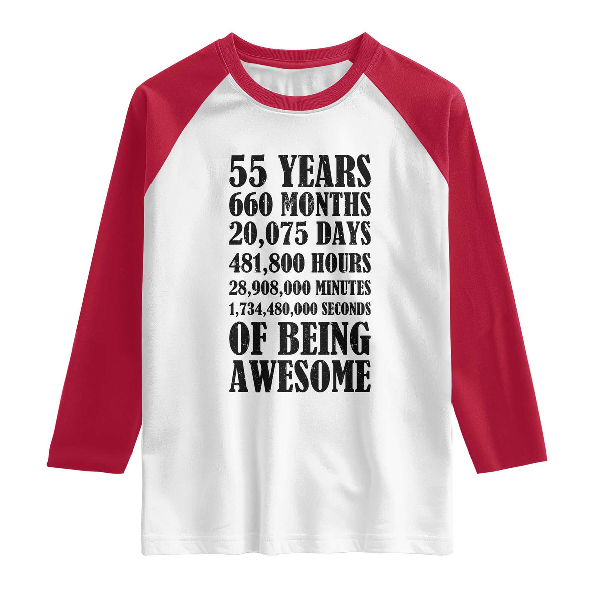 55th Milestone Birthday Raglan Shirt 55 Years Of Being Awesome Graphic