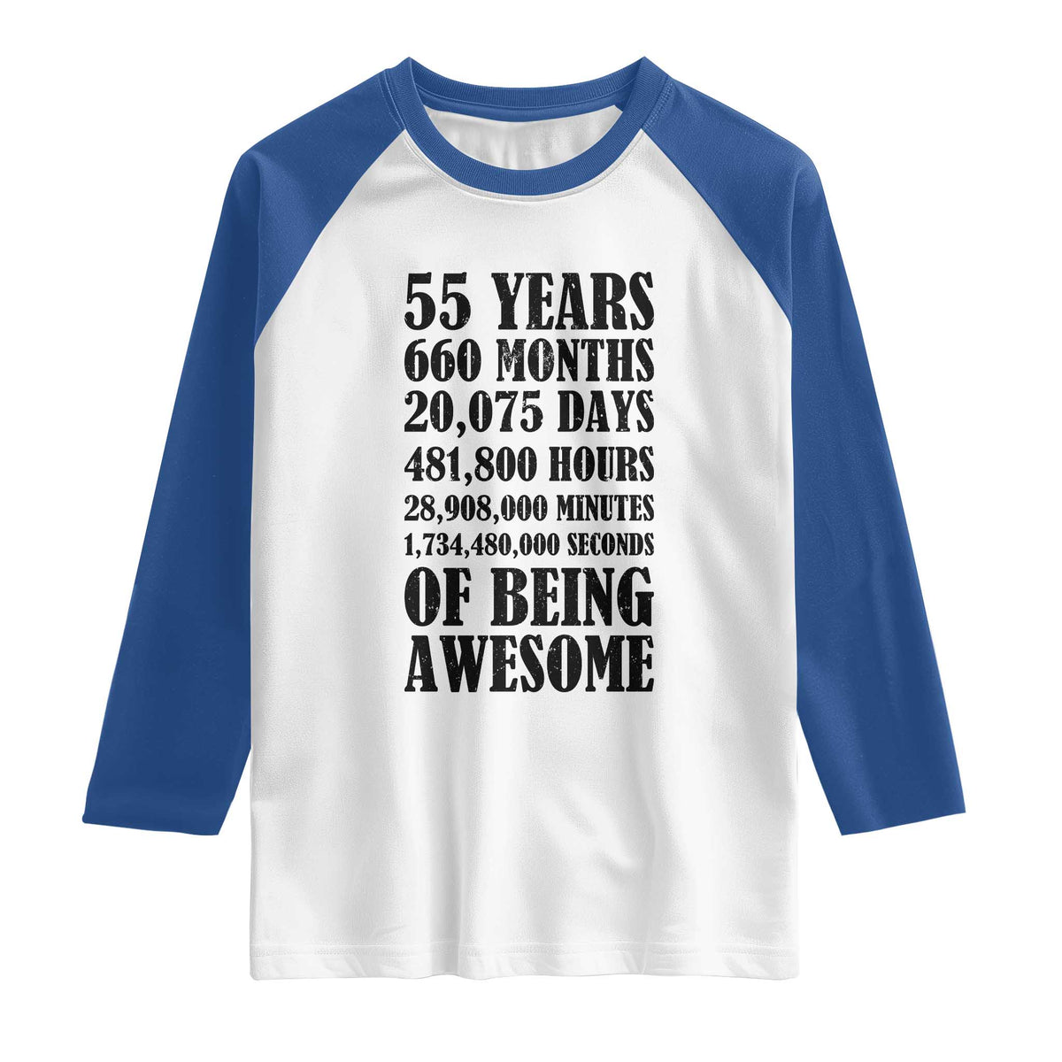 55th Milestone Birthday Raglan Shirt 55 Years Of Being Awesome Graphic