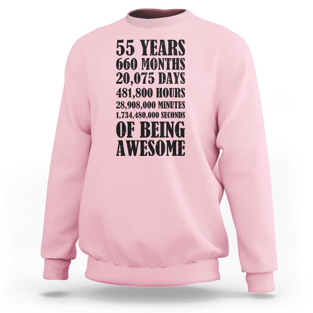 55th Milestone Birthday Sweatshirt 55 Years Of Being Awesome Graphic