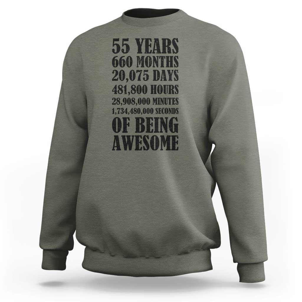 55th Milestone Birthday Sweatshirt 55 Years Of Being Awesome Graphic