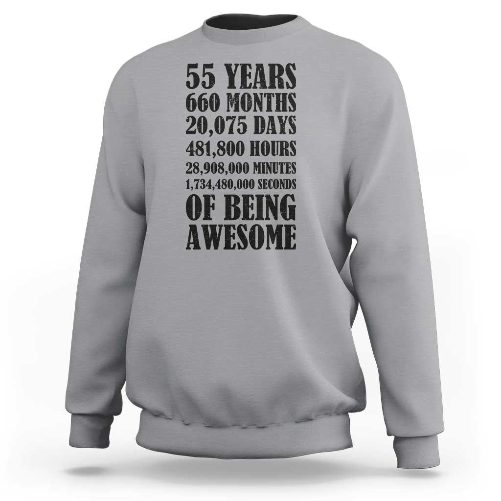 55th Milestone Birthday Sweatshirt 55 Years Of Being Awesome Graphic